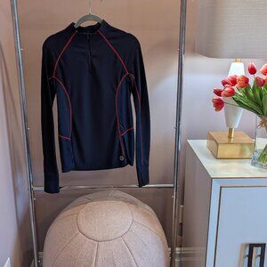 Tory Sport Quarter-Zip Mesh Top (S, Blue + Red)